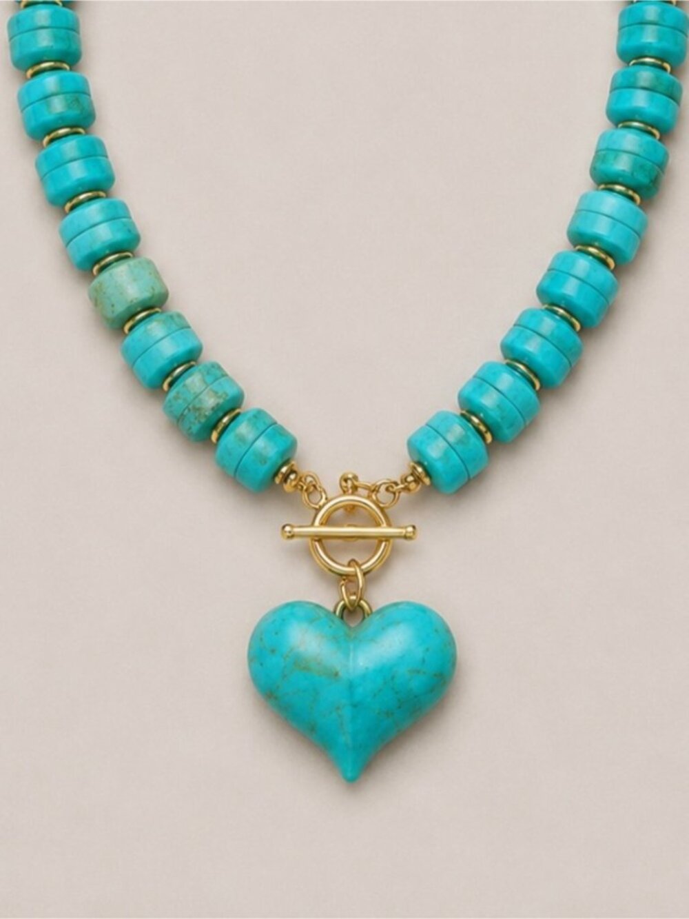 New! Turquoise Beaded Heart Necklace NWOT